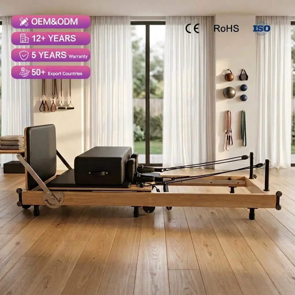 Commercial OEM Custom Color Foldable Oak Wood Pilates Reformer for Pilates Studio