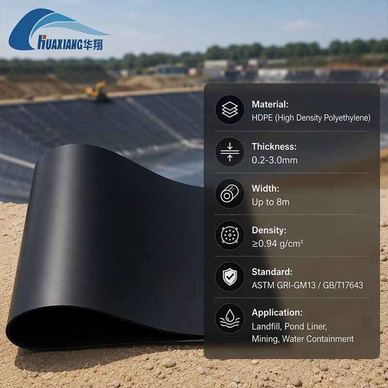 1.5mm Smooth Waterproof Impermeable HDPE Geomembrane for Fish Pond Aquaculture Reservoir