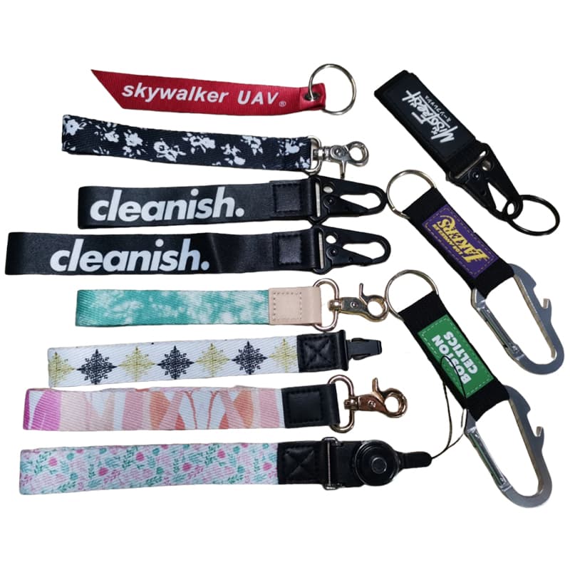 Custom Girly Rainbow High Quality Carabiner Lanyard Short Key Lanyard Black