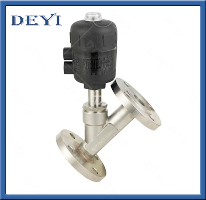 1" Deyi Double Acting Stainless Steel Pneumatic Water Steam Control Angle Seat Valve Valvula De Asiento Angular De Acero Inoxidable