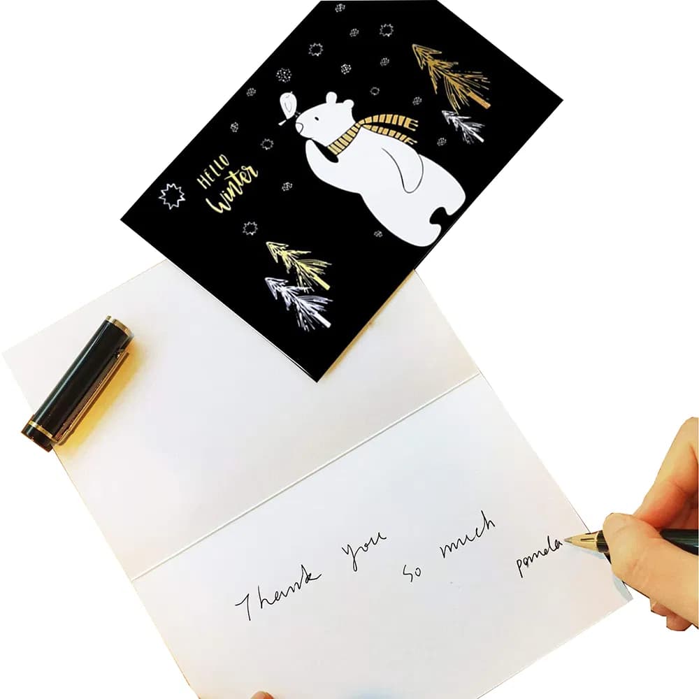 Custom Printing Design Greeting Card for Birthday Wedding Business Card Postcard with Custom Foil Stamping Logo