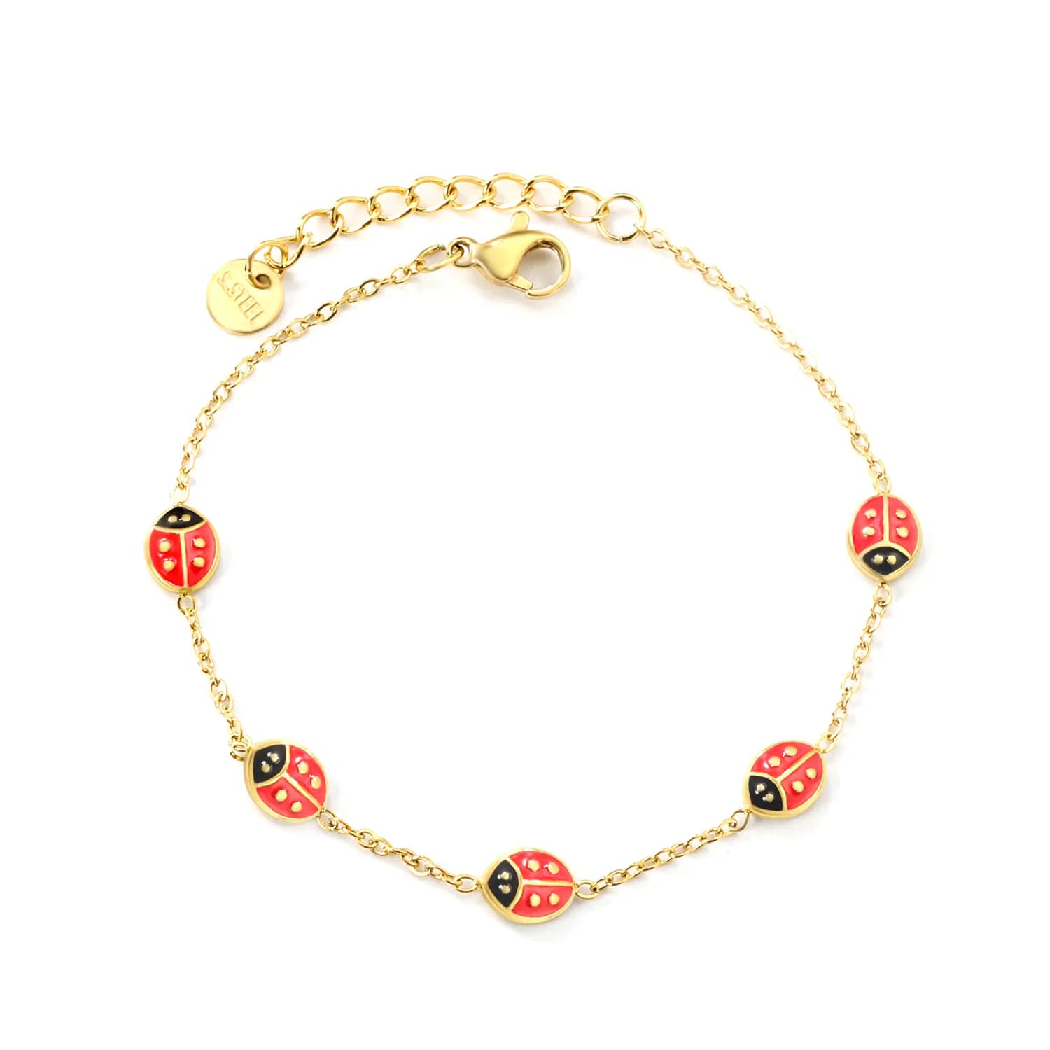 Ason Fashion Jewelry Wholesale Cute Cartoon Beetle Bracelet Stainless Steel Enamel Bracelet