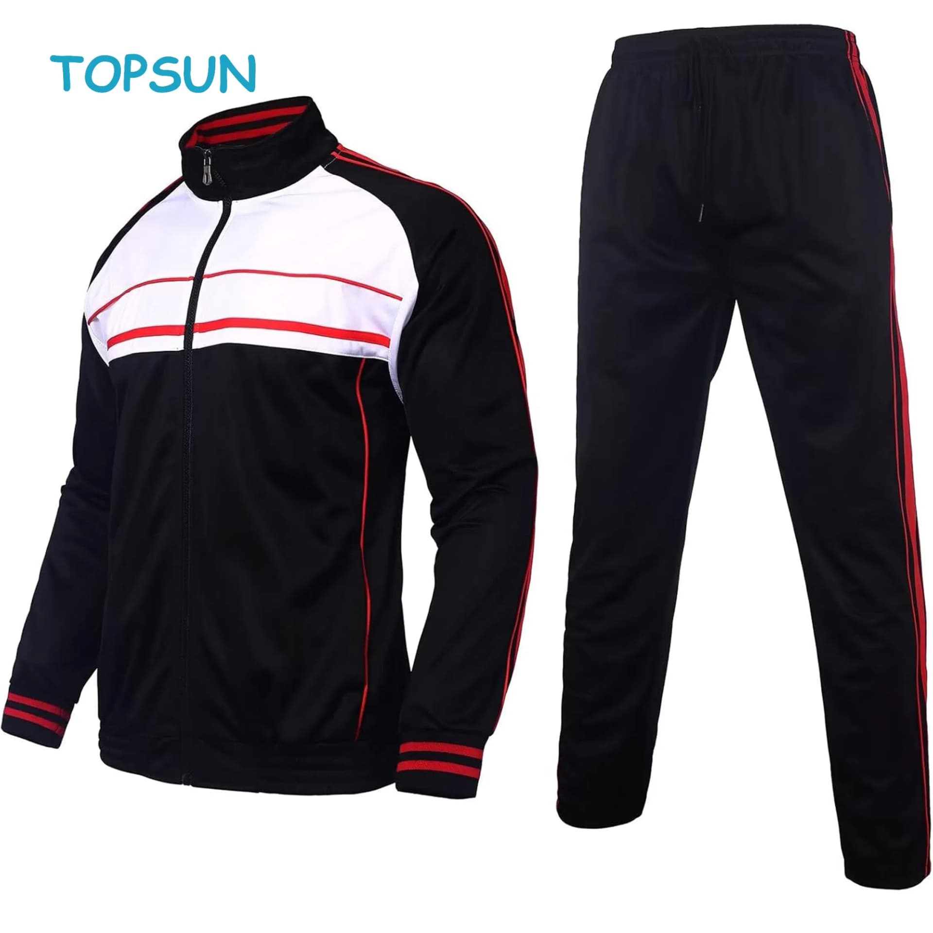 Mens Tracksuit Set Classic Striped Jogger Sweat Suit Outfit 2 Pieces for Big Tall Men Outdoor Activewear