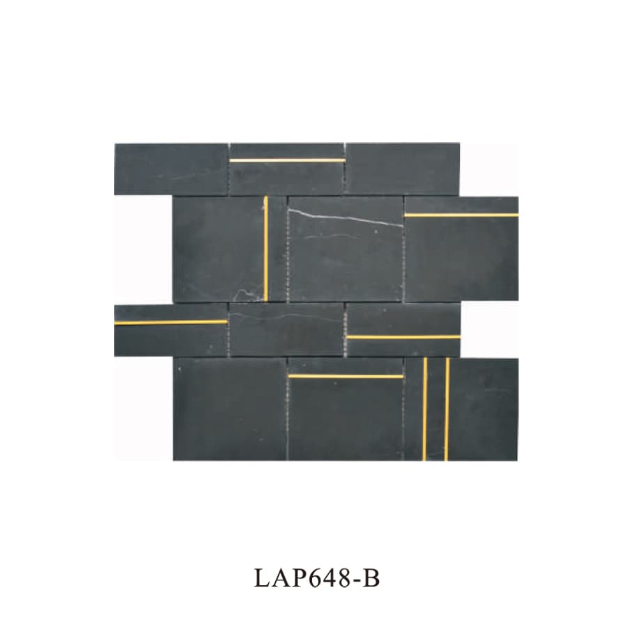 Black Marble Mixed Gold Color Aluminum Wall Tile Kitchen Mosaic Tiles for Kitchen