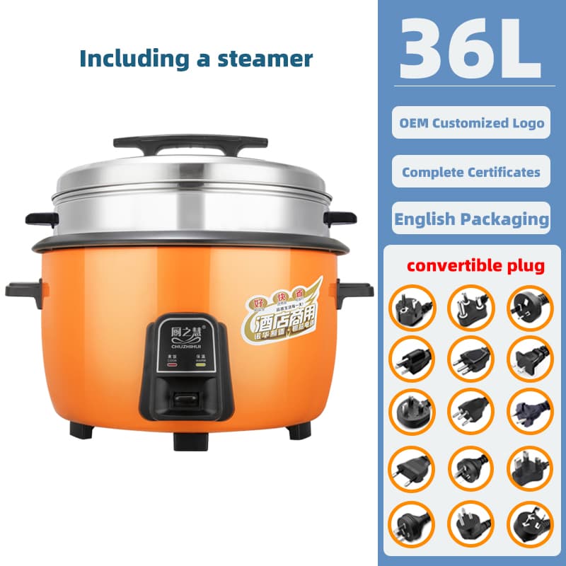 36L Commercial Drum Electric Rice Cooker and Warmer for Hotel Restaurant School Factory