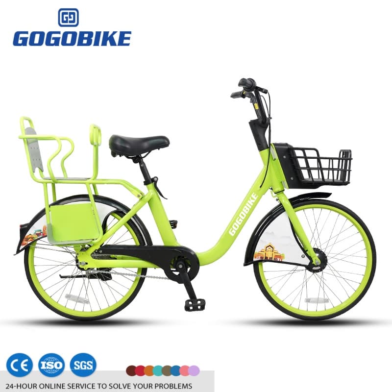 High Visibility Cyan Public Parent Child Bicycle for Tourist Family Hire