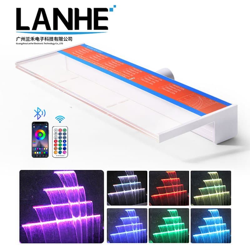 Pool Decorative LED Colorful 60cm/120cm Waterfall Light Waterscape Swimming Pool Garden Spillway Acrylic Pool Waterfall Fountain