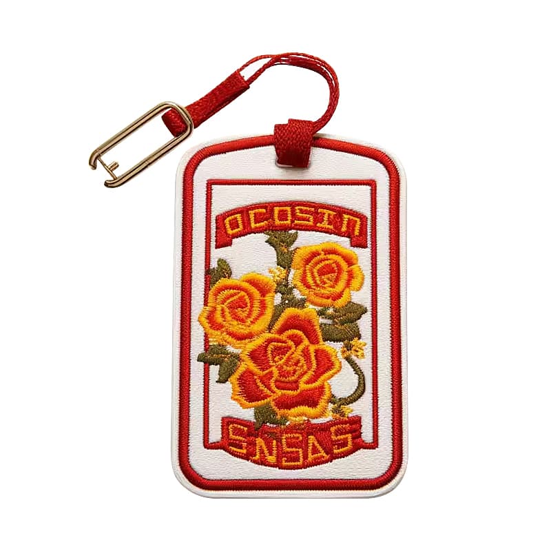 Promotional Custom Embroidered Woven Luggage Tags Travel Airline Luggage ID Name Tag