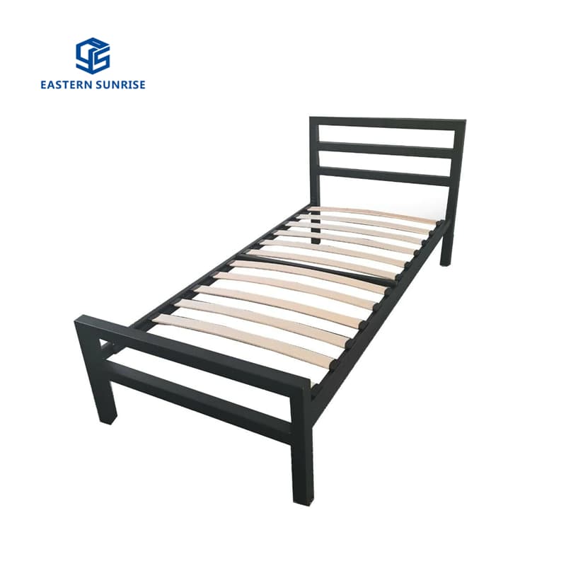 City Block Metal Bed Frame for UK, Black Color with Wooden Slats Small Double/Double/King Size
