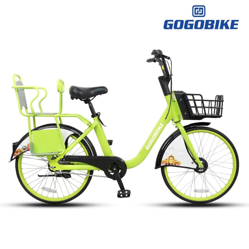 Family Friendly Cyan Public Parent Child Bicycle with Child Footrest