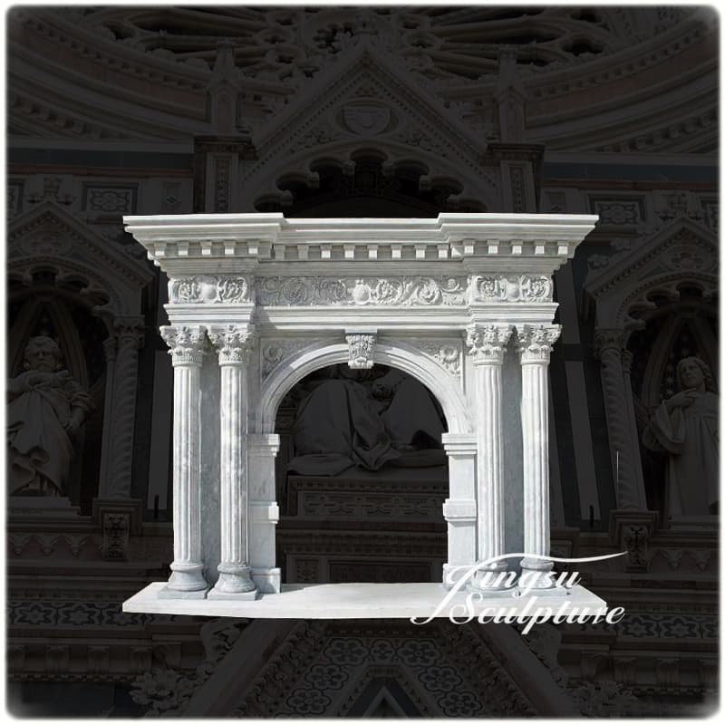 Hand Carved UK White Marble Fireplace Surround for Indoor Decoration