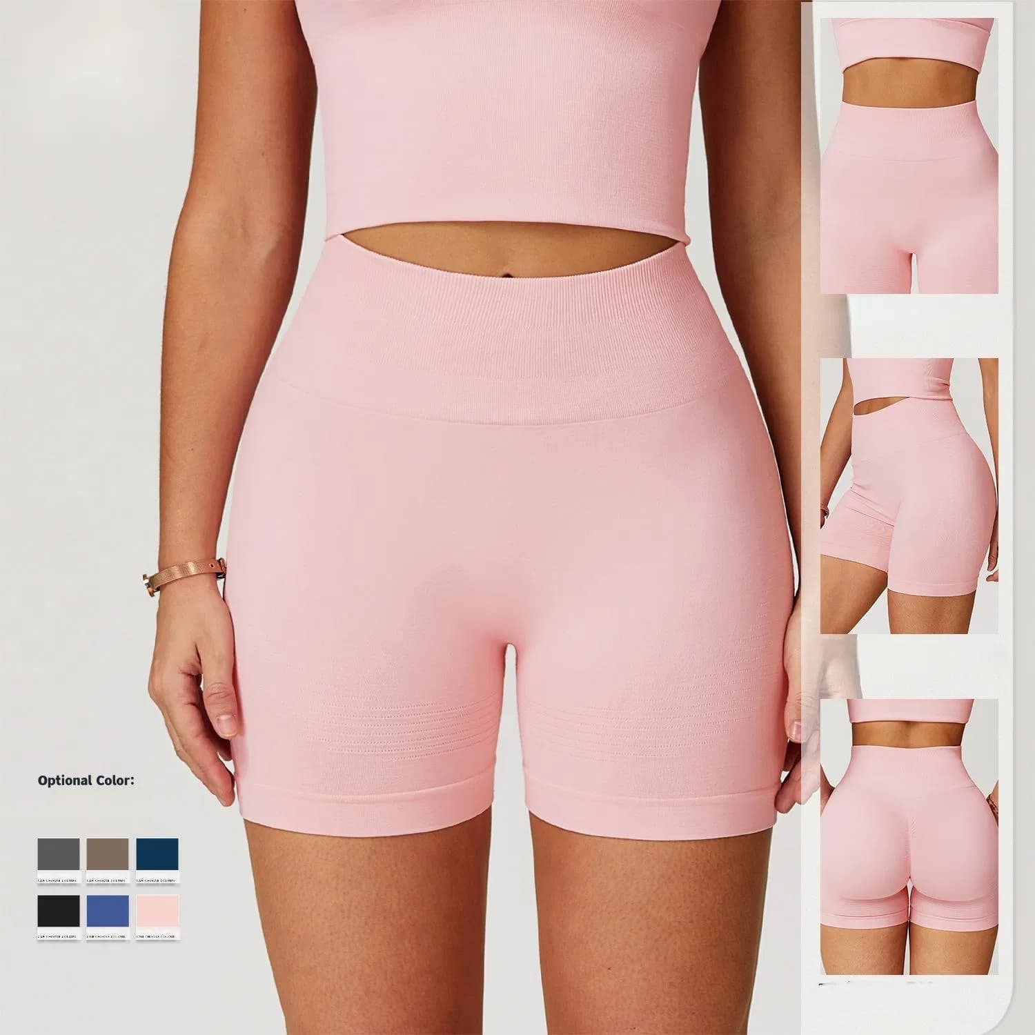 Seamless High-Waist Yoga Shorts, Peach Hip Butt-Lifting Fitness Shorts for Women, Outdoor Running Tight Shorts