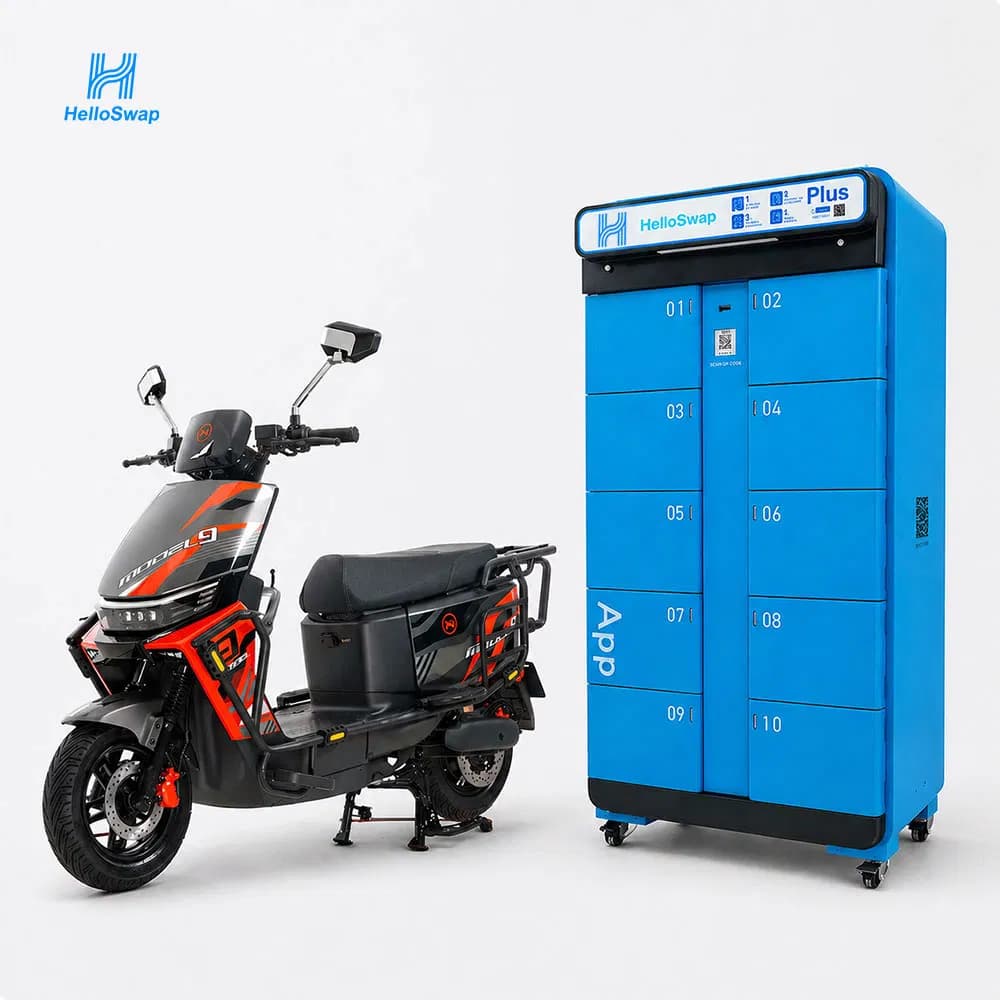 HelloSwap Lithium Battery Swap Station System 10 Slots Battery Cabinet