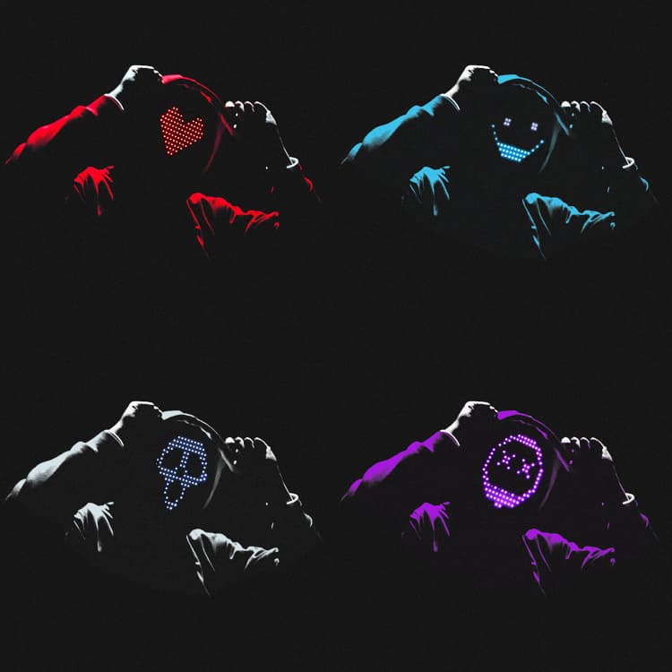 LED Luminous Mask for Halloween with 234PC LEDs & Changes The Pattern Through Gesture Sensing