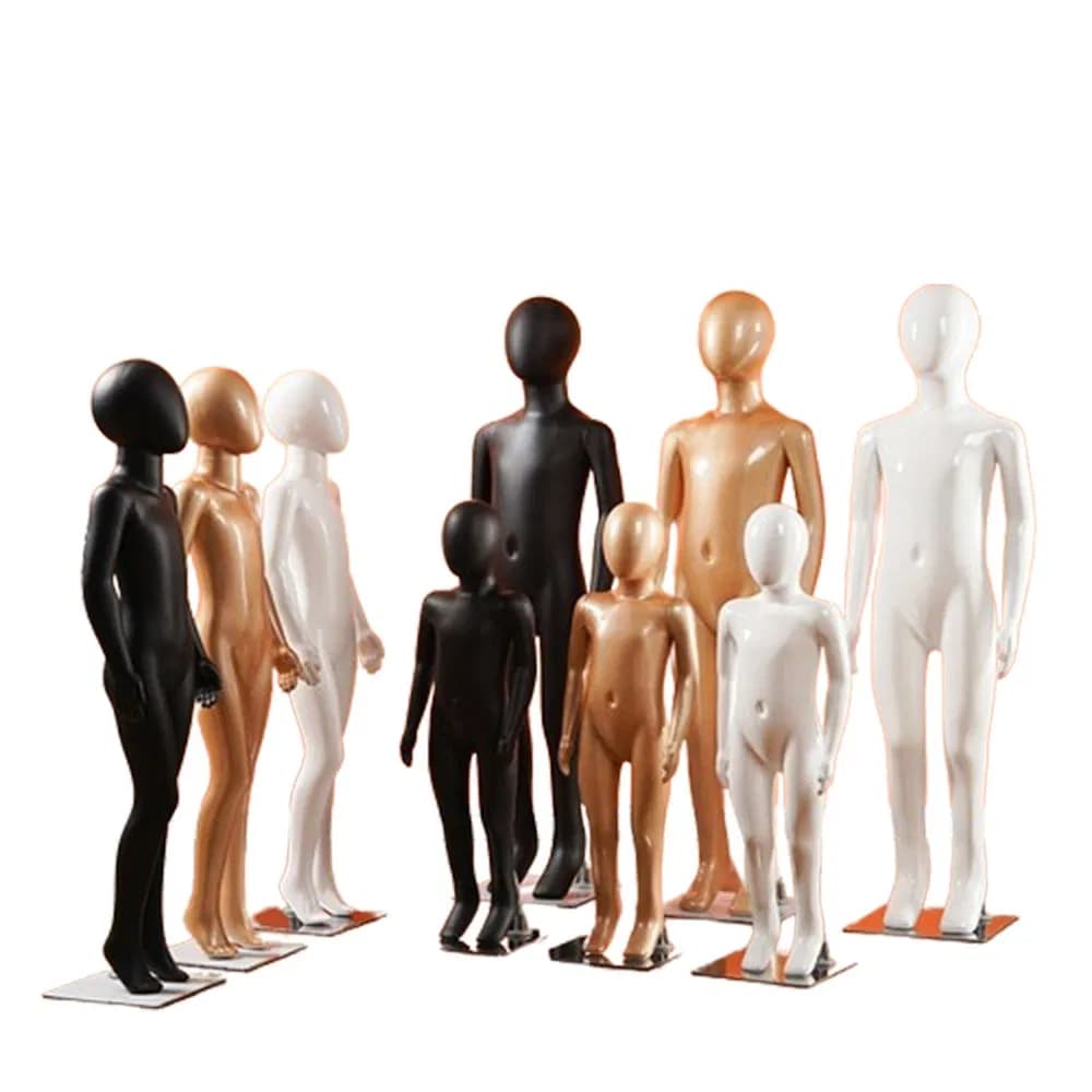 High Quality Full-Body Mannequin in Matt/Glossy Black/White/Gold Made of PP/PE/ABS/Fiberglass with Square/Round Metal/Glass Base for Kids Garment Display