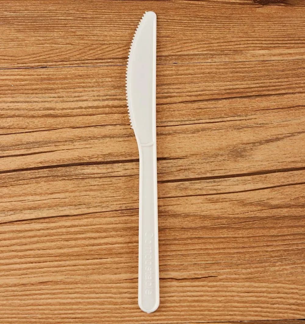 Compostable 7 Inch PLA Biodegradable Disposal Cutlery Spoon Fork Knife
