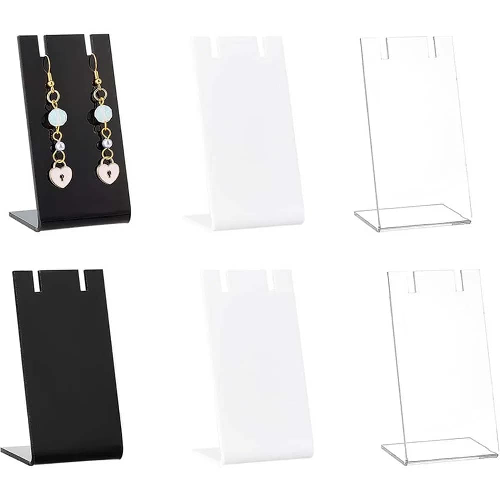 High-End Customized Floor L Shape Luxury Plastic Earrings Hanging Rack in Black/White/Clear Made of Acrylic for Jewelry Shop Display