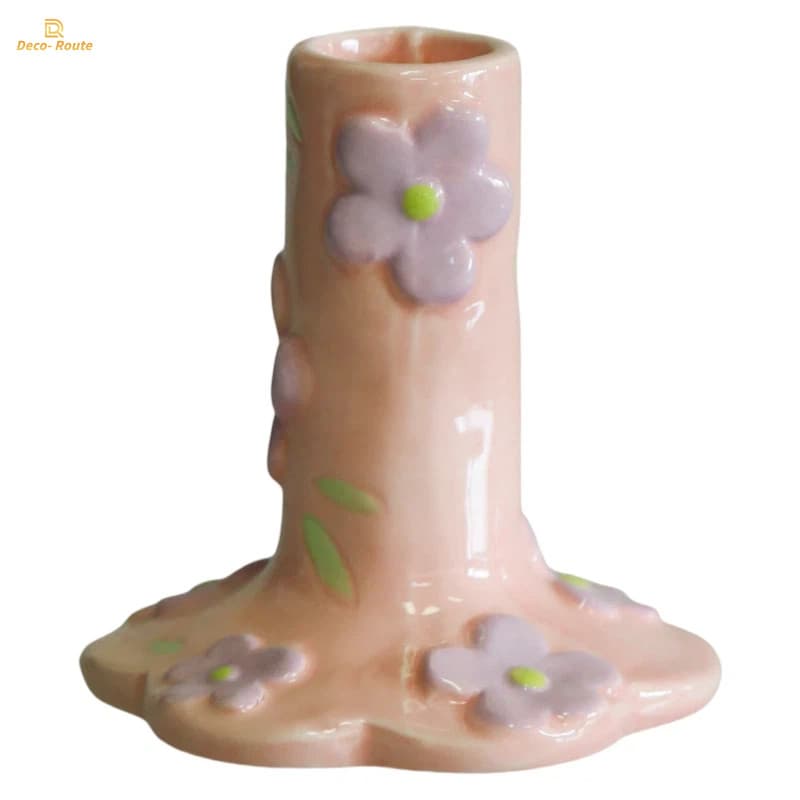 High Temperature Fired Ceramic Candlestick with Chip Resistant Edge for Long Life