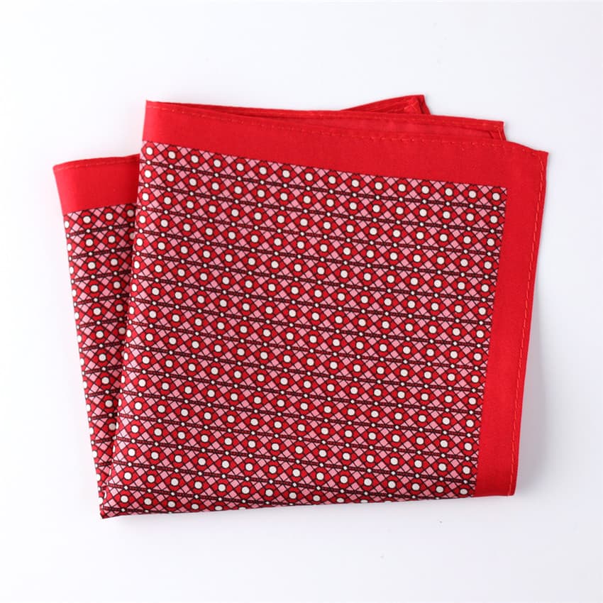 Fashionable Silk Polyester Dots Flower Printed Pocket Square Hanky Handkerchief (SH-066)