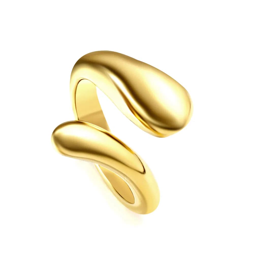 Ason Minimalist Jewelry Gold Plated Rings Stainless Steel Water Drop Open Rings