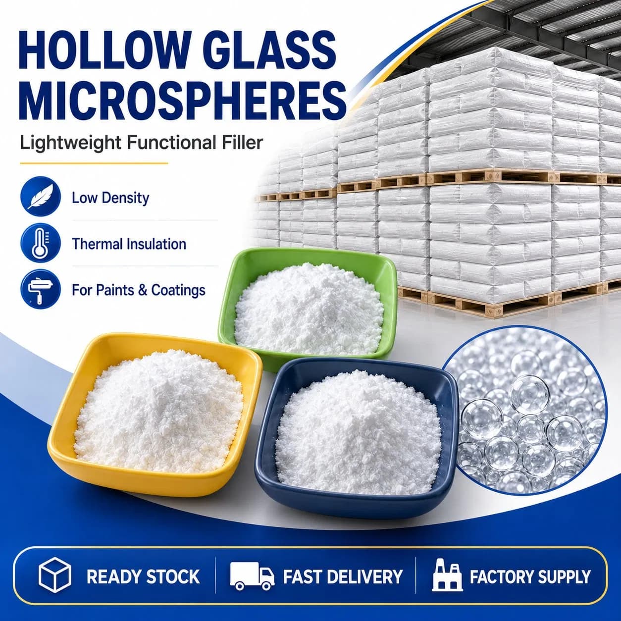 Hollow Glass Microspheres for Nev Lightweighting Low Density & High Crush Strength for Better Flow & Range