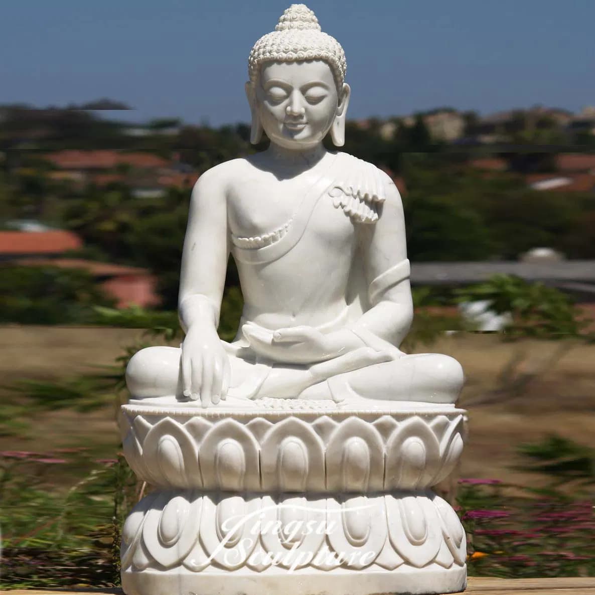 Life Size Marble Buddha Statue Sculpture for Indoor Outdoor Decor