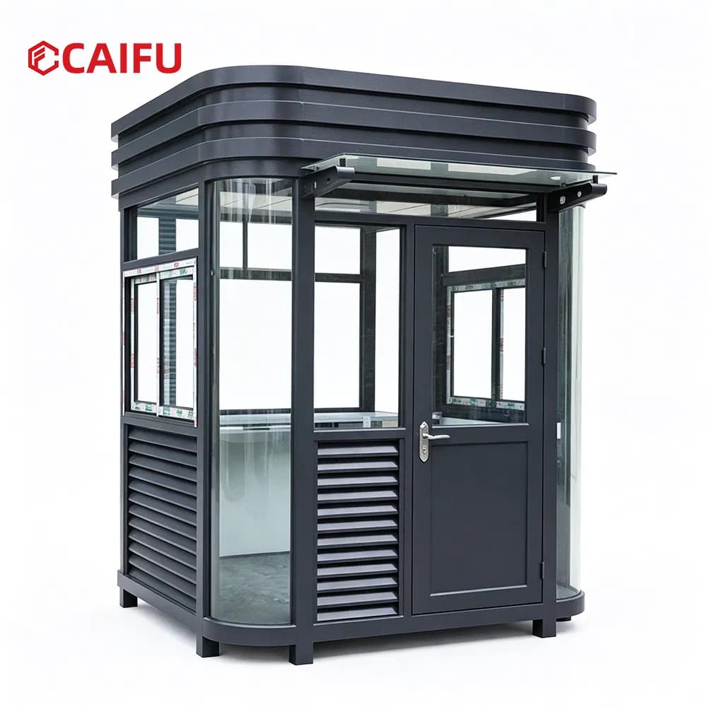 Outdoor Steel-Structure Guard Kiosk Security Duty Room Gatehouse Toll Booth Tempered Glass