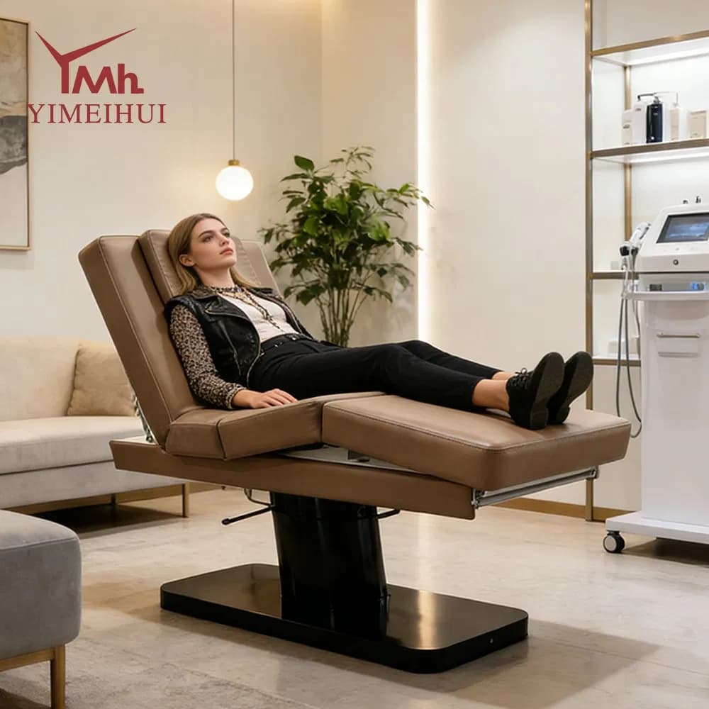 Eyelash Bed Beauty Bed Facial SPA Chairs Brown Salon Furniture Table Electric 3 Motors Massage Table Lash Bed