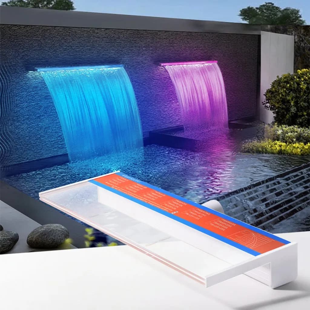 Rectangle Underwater 60cm/120cm Fountain Spillway Acrylic Material Swim SPA Pool Water Descent Waterfall with RGB LED Lights