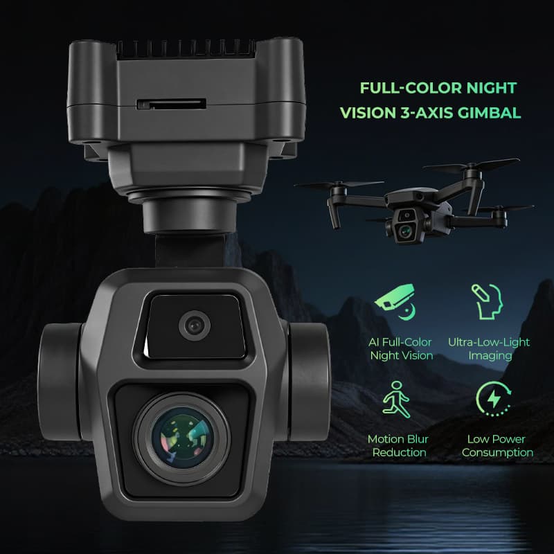 Precise Ultra-Starlight Ai-Enhanced Clear-Imaging Full-Color Night Vision 3-Axis Gimbal