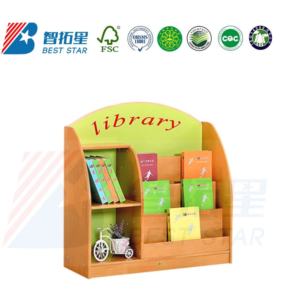 Hot Sales School Library Book Rack, Playroom Furniture, Wooden Display Children Storage Book Shelf, Kids Bookcase Bookshelf