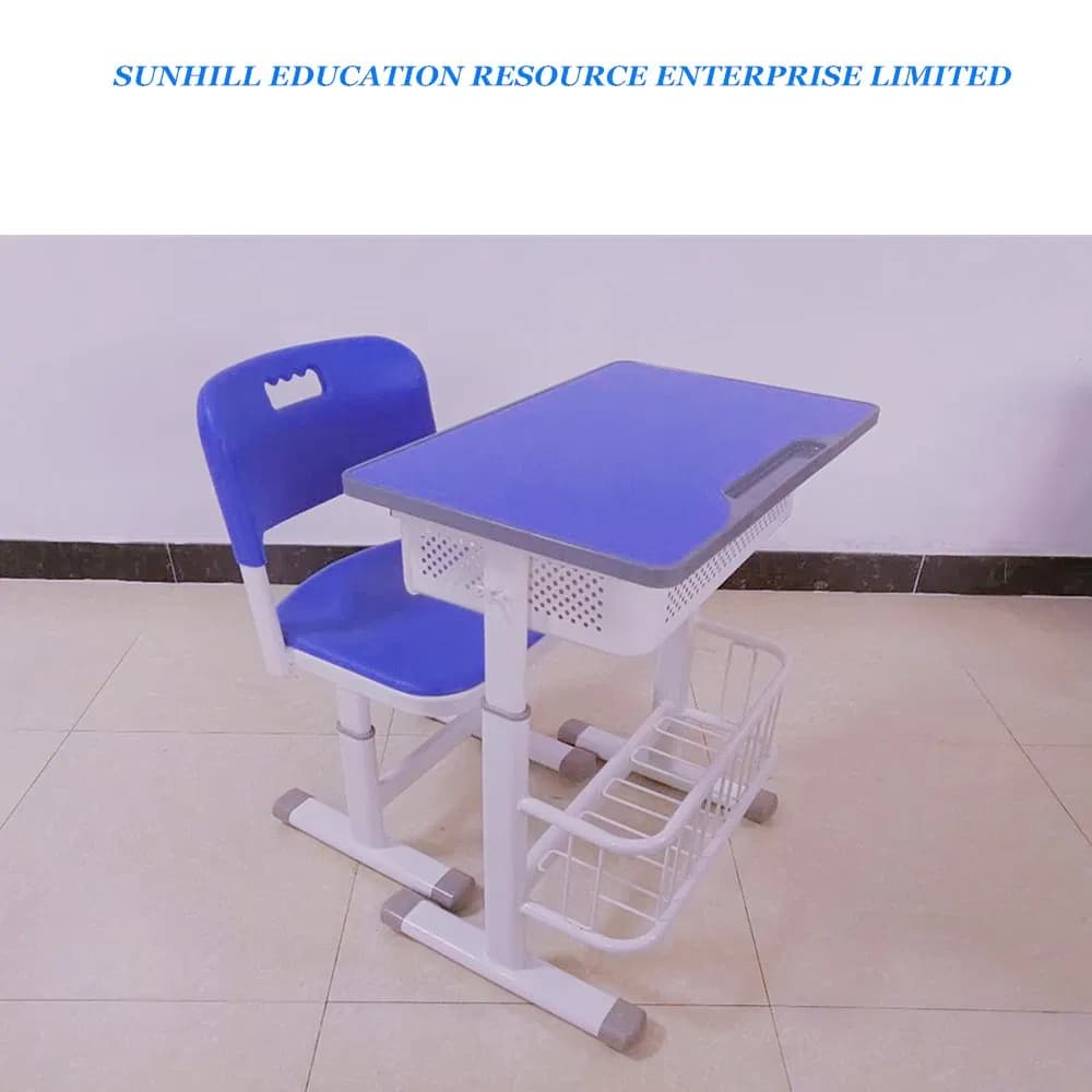Children Single Table, Modern School Wood and Metail Table and Chair Set