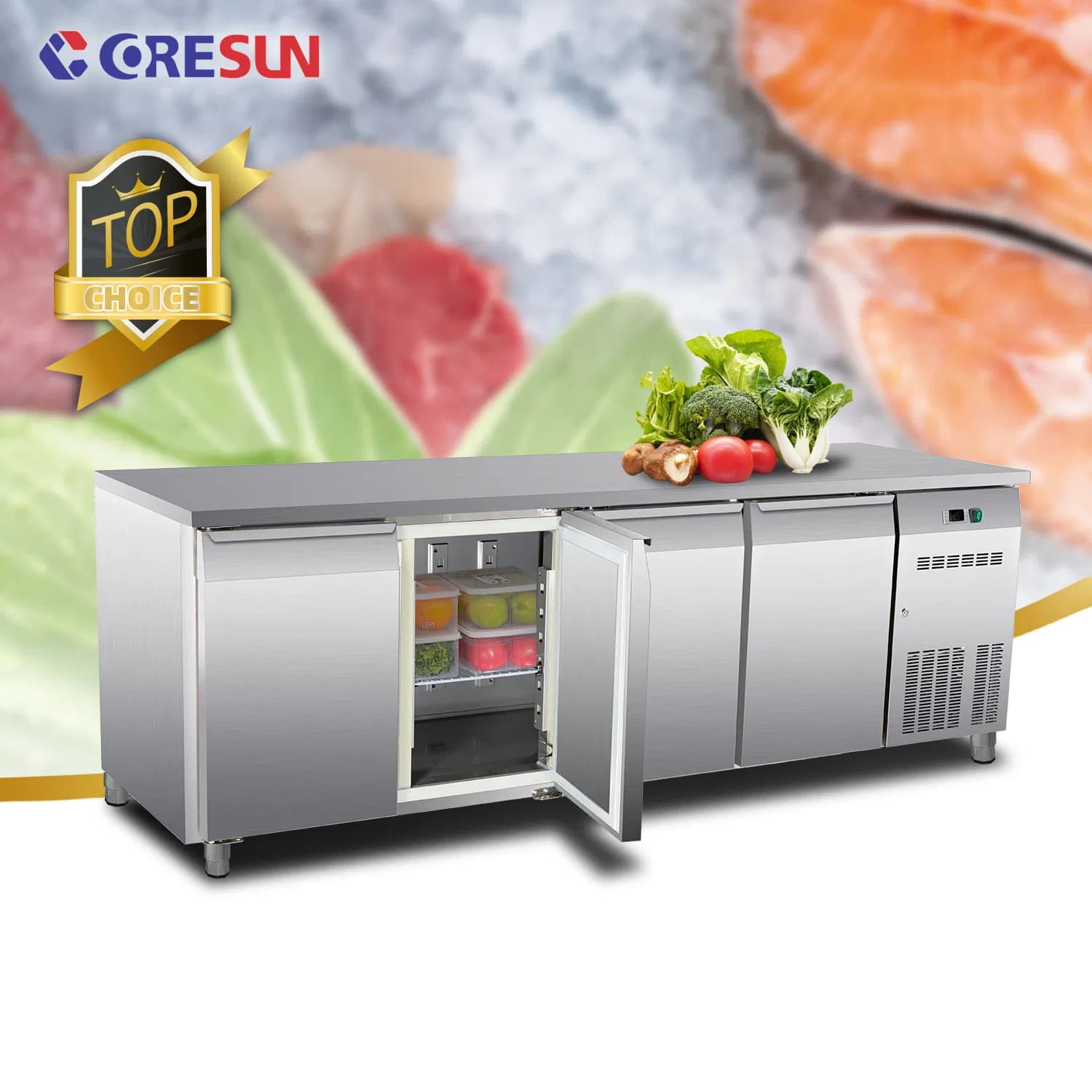 Modular Stainless Steel Hygienic Custom Workstation Refrigerated Counter Commercial Refrigerator