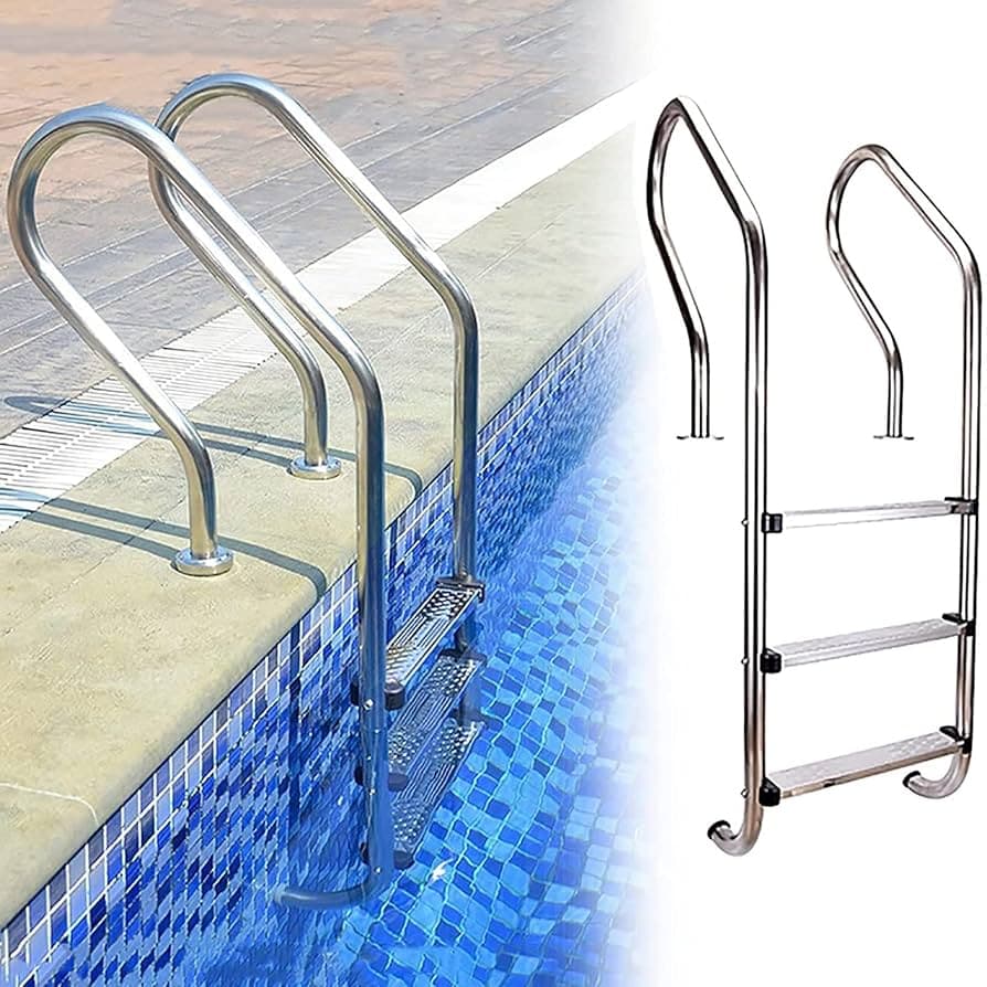Rust-Resistant Safe Access Steps for Swimming Pools Stainless Steel Pool Ladder Flange Type Anchor Type Extra Length Pool Ladder