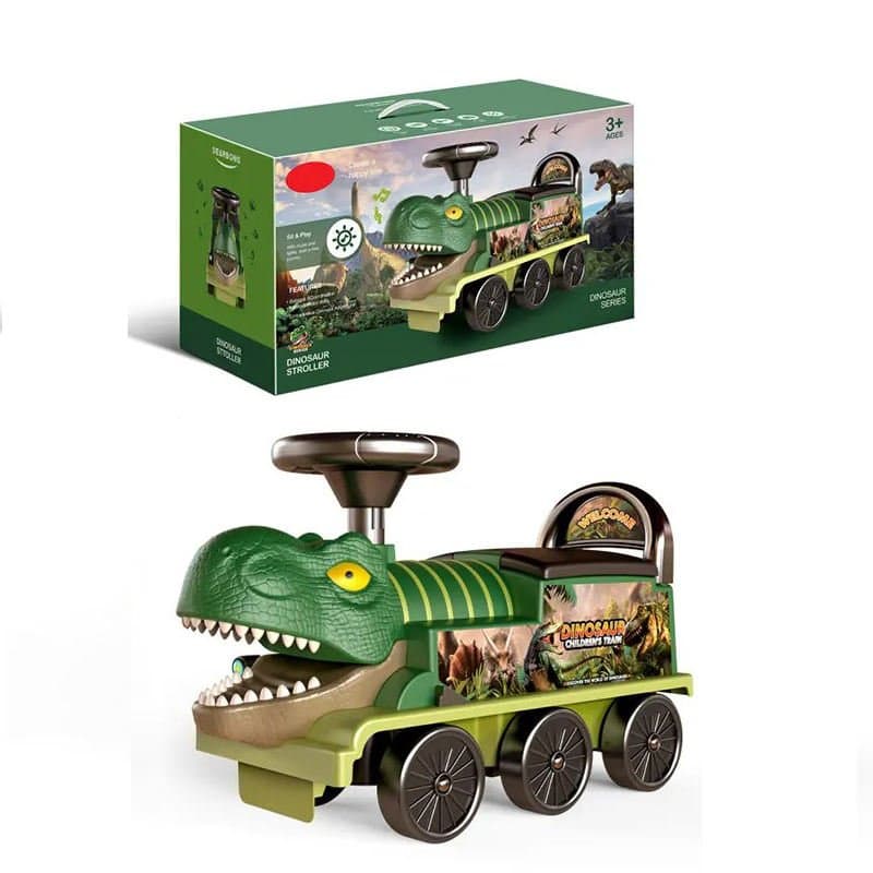 Top Selling Kids Toys New Electric Version Dinosaur Track Toy Ride on Car Boys Steering Wheel Sliding Car with Track Light & Music