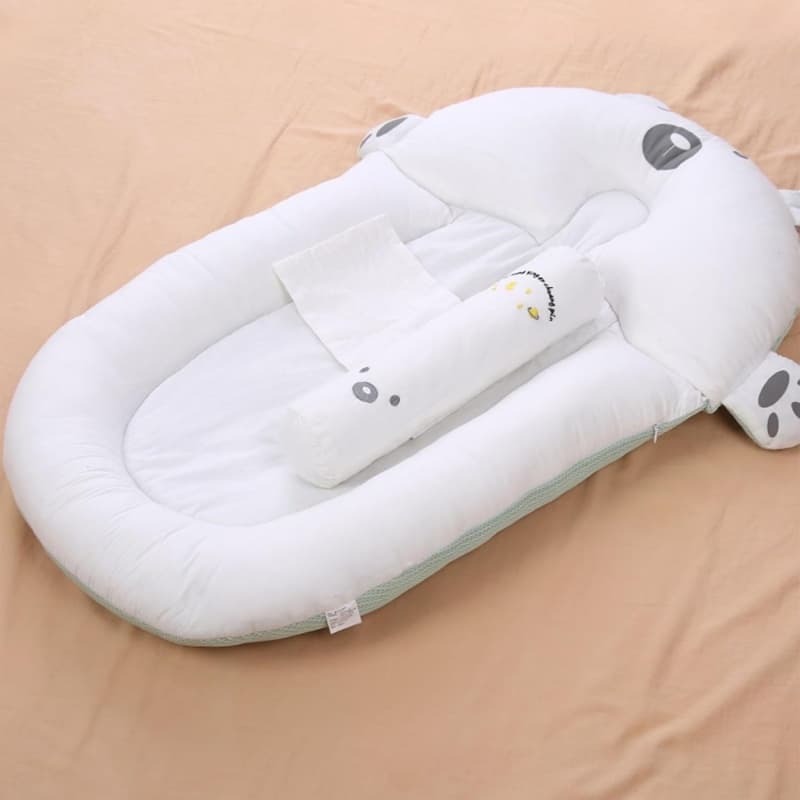 Cute Animal Shaped Newborn Nest Lounger with Fixed Strap, Baby Lounger Pillow
