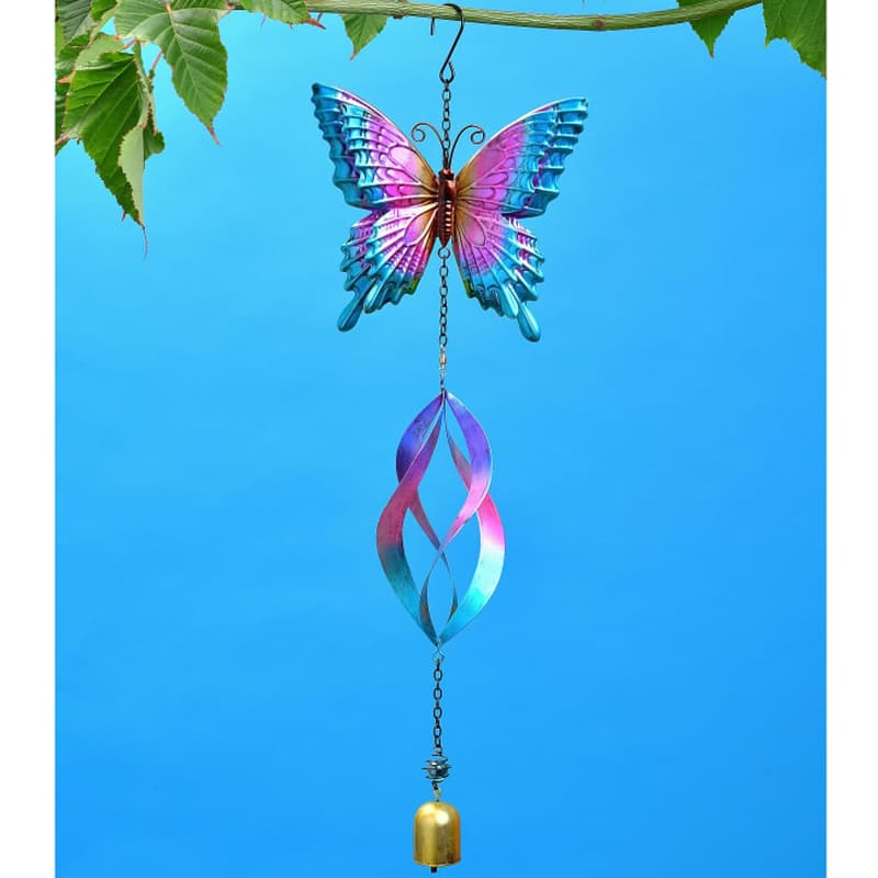 Blue and Purple Butterfly Wind Spinner Iron Butterfly Wind Chimes