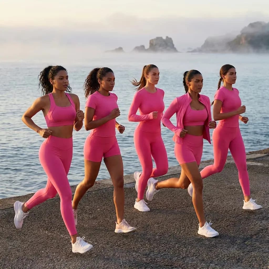 Wholesales 6 PCS Premium Activewear Pilates Fitness Clothes for Women, Slim Fit T-Shirt + Sports Bra + Biker Shorts + Yoga Leggings + Jacket Top Workout Set