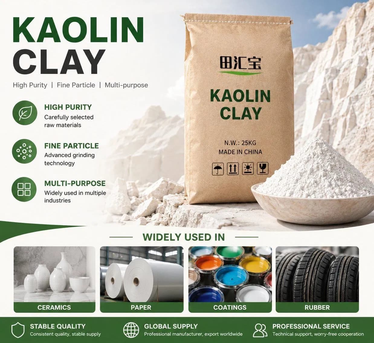 High-White-Fired Kaolin Is Used as a Substitute for Titanium Dioxide, with High Cost-Effectiveness.