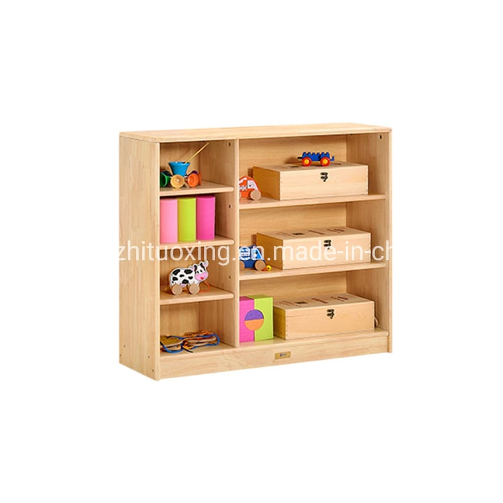 Hot Sales Preschool and Kindergarten Day Care Wooden Book Cabinet, Child School Classroom Furniture, Kids Nursery Toy Storage Cabinet
