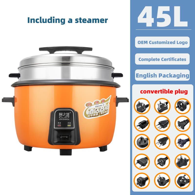 High-Capacity 45L Commercial Automatic Electric Rice Cooker with Non-Stick Inner Pot for Hotels Restaurants Catering