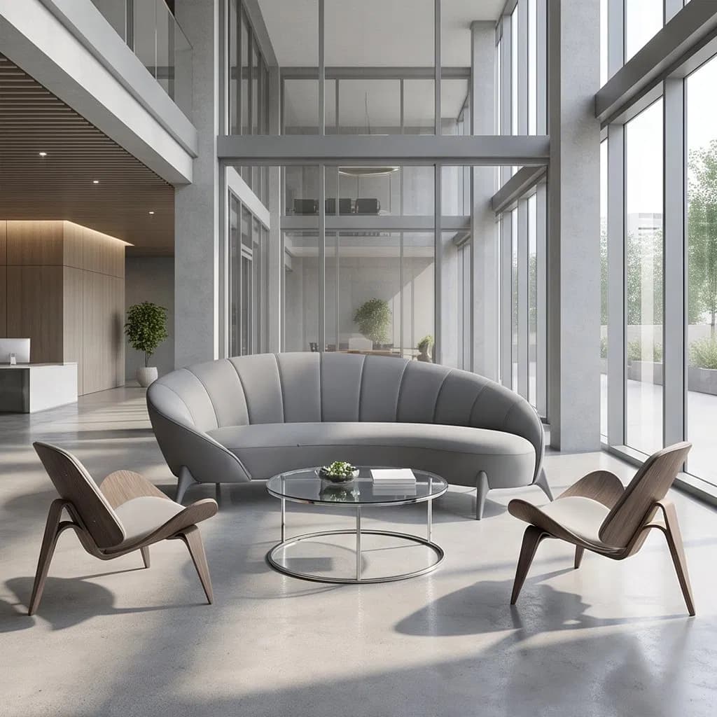 Commercial Sofa Contract Project Public Area Lounge Seating Sofa Luxury Banana Shape Leisure Couch Modern Shared Space Airport Waiting Indoor Special Shape Sofa