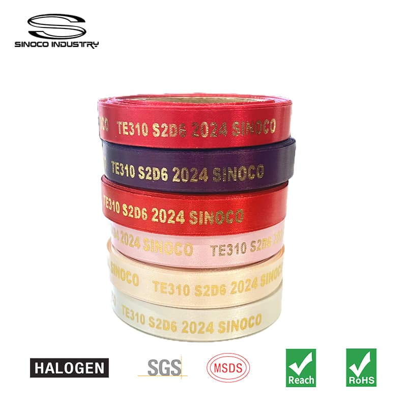 Factory Wholesale Satin Ribbon Thermal Transfer Printing Ribbon for Gift Package Boxes