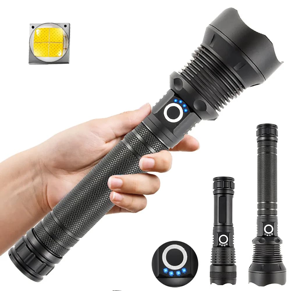 Helius P70 Tactical Zoom Long Range Portable Waterproof Outdoor USB Rechargeable LED Flashlight