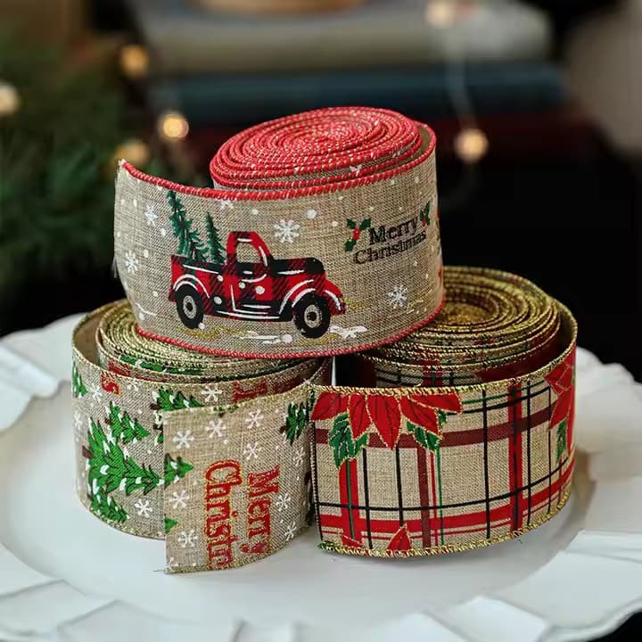 DIY Wreaths Bow Gold Glitter Christmas Ribbons Merry Christmas Black Christmas Ribbons Satin Ribbons with Gold Printed