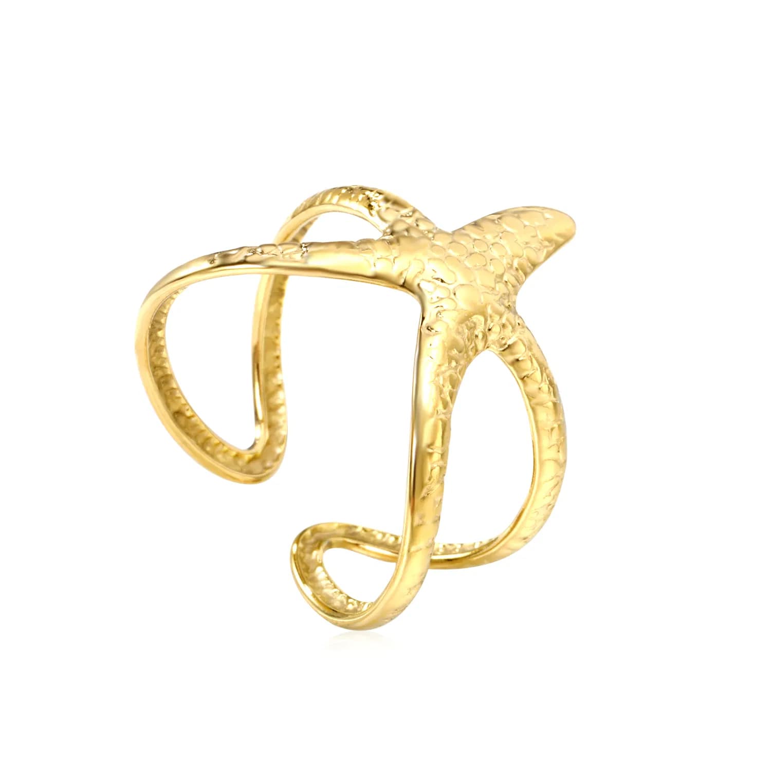 Ason Ocean Style Tarnish Free Stainless Steel 18K PVD Plated Starfish Rings